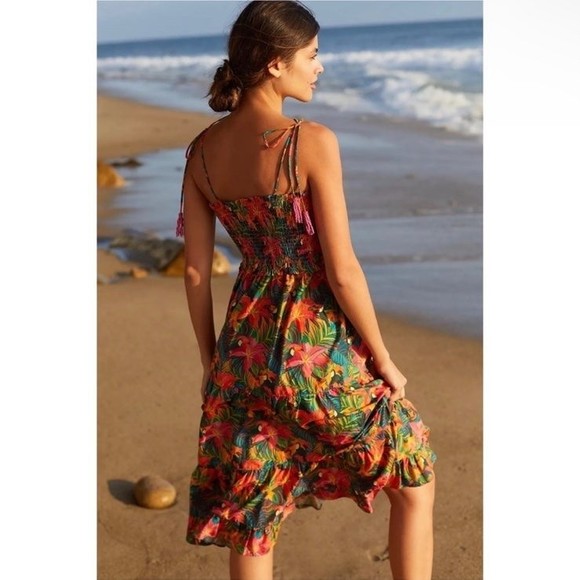 Anthropologie Farm Rio Island Cover-Up Midi Dress in Tropical Jungle Size Small - Picture 4 of 10